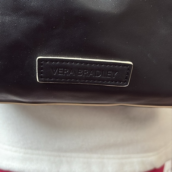 Vera Bradley  backpack   vegan leather  black/white edging cinch top/flap NWOT - Picture 3 of 17